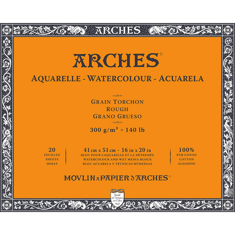 Arches Watercolour Natural White Block 300gsm Rough 20 Sheet