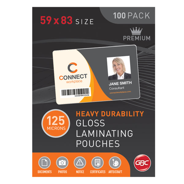 gbc 59x83 125 micron ibm laminating pouch pack of 100