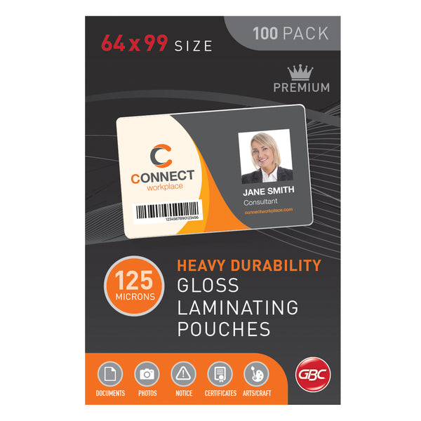 gbc 64x99 125 micron key laminating pouch pack of 100