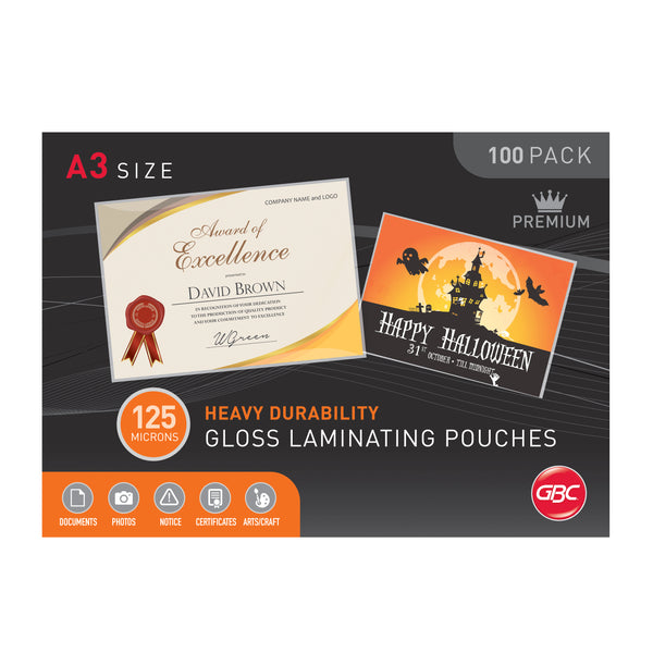 gbc signature a3 125 micron laminating pouches pack of 100