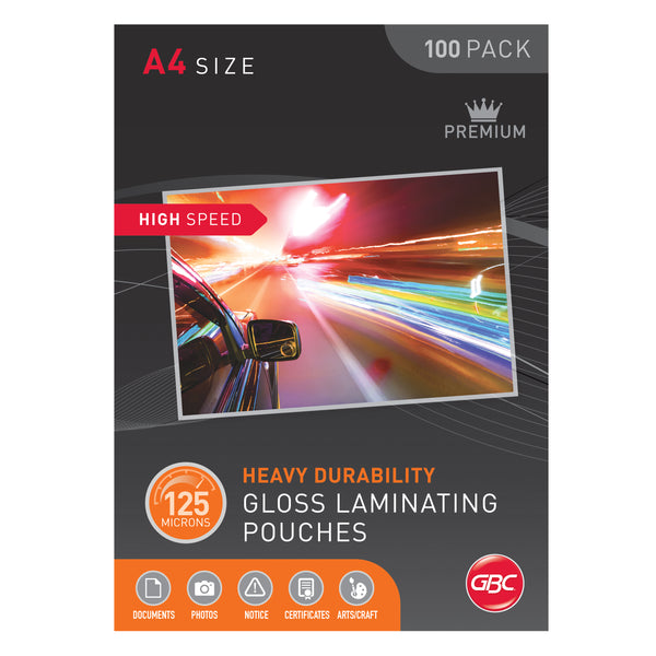gbc signature a4 125 micron high speed laminating pouches pack of 100