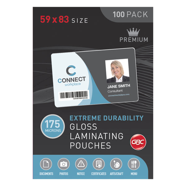 gbc 59x83 175 micron ibm laminating pouch pack of 100