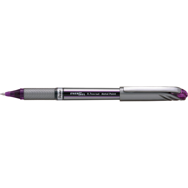 pentel energel pen metal point 0.7mm violet box of 12