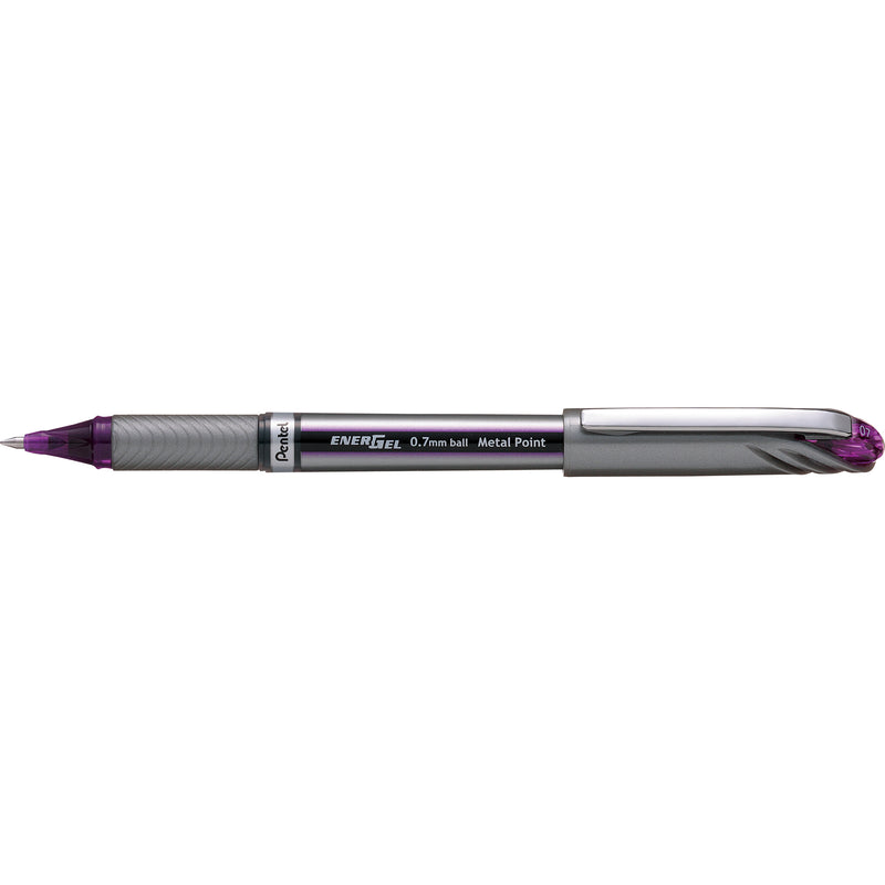 pentel energel pen metal point 0.7mm violet box of 12