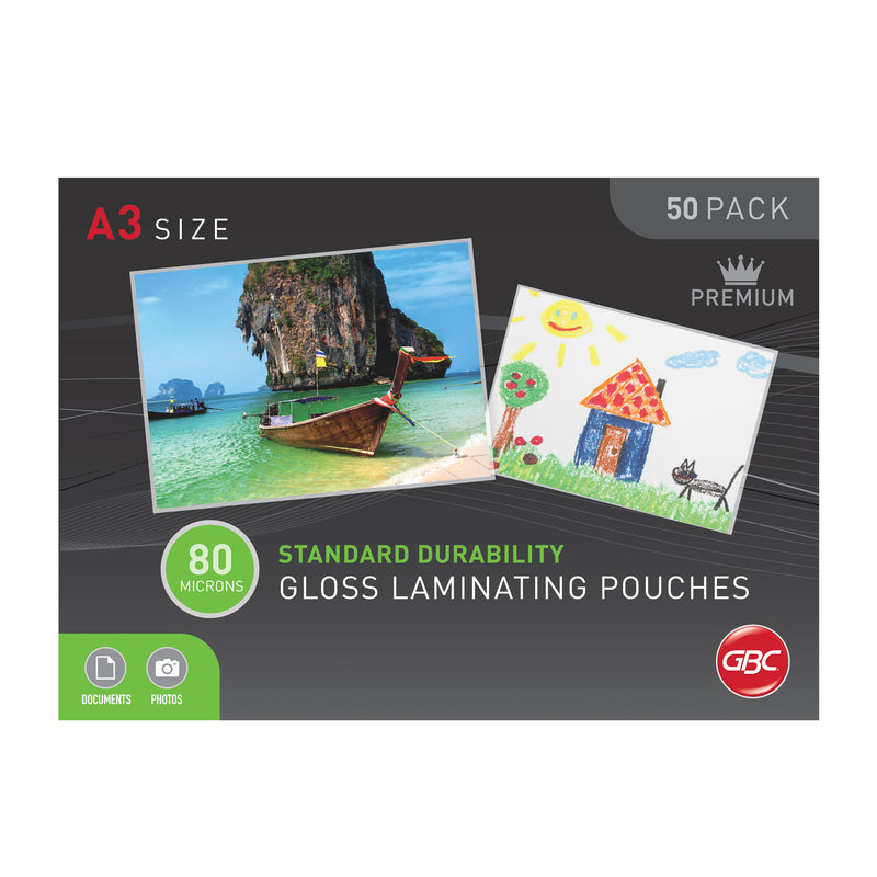 gbc signature a3 80 micron laminating pouches pack of 50