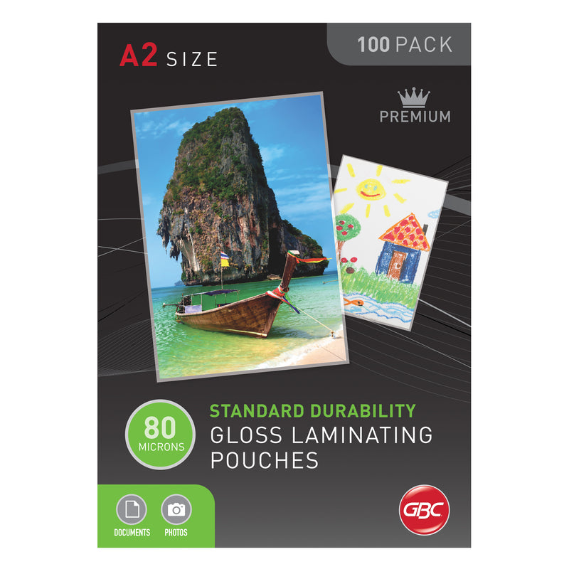 gbc a2 80 micron laminating pouches pack of 100