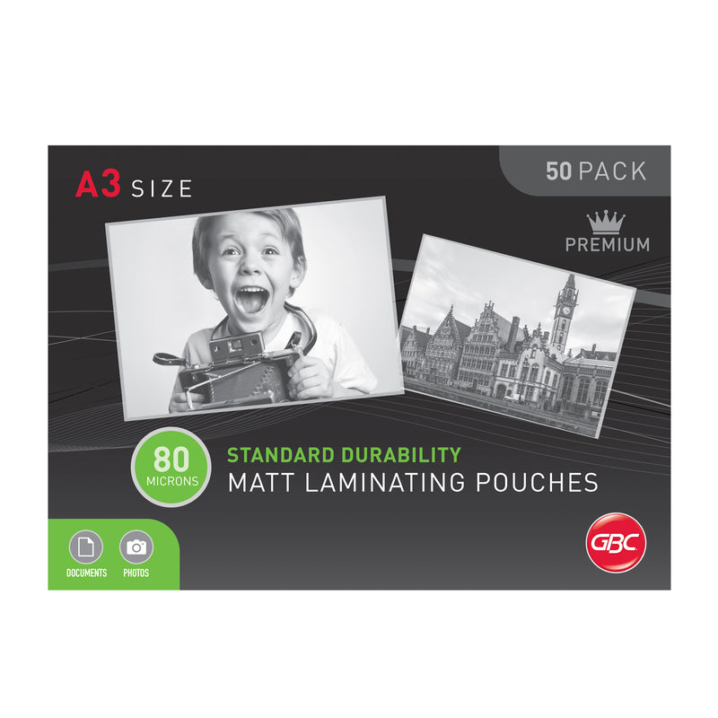 gbc a3 80 micron matt laminating pouches pack of 50