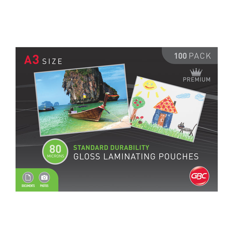 gbc signature a3 80 micron laminating pouches pack of 100