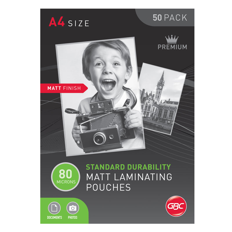 gbc a4 80 micron matt laminating pouches
