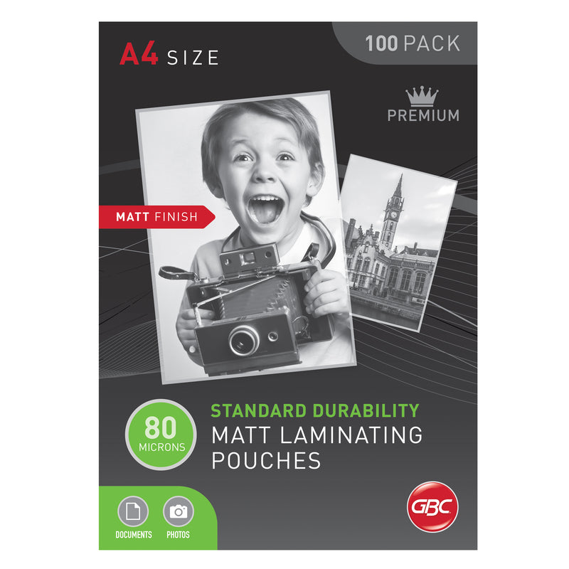gbc a4 80 micron matt laminating pouches