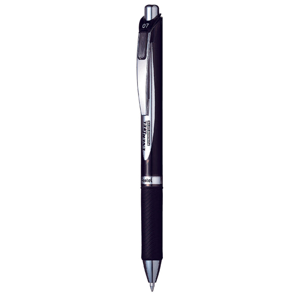 pentel energel ballpoint pen retractable 0.7mm blp77 ink pack of 12#Colour_BLACK