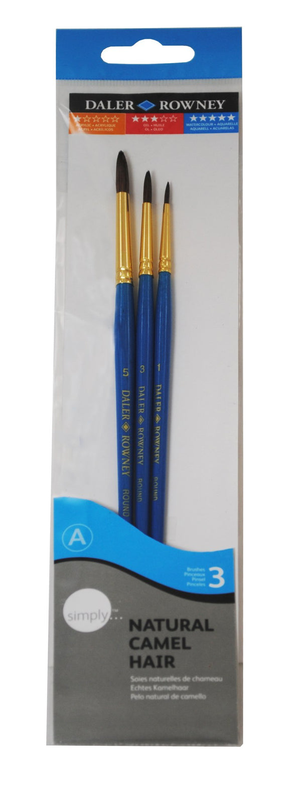 Daler Rowney Art Brush Simply Camel Hair Short 3 Piece #1