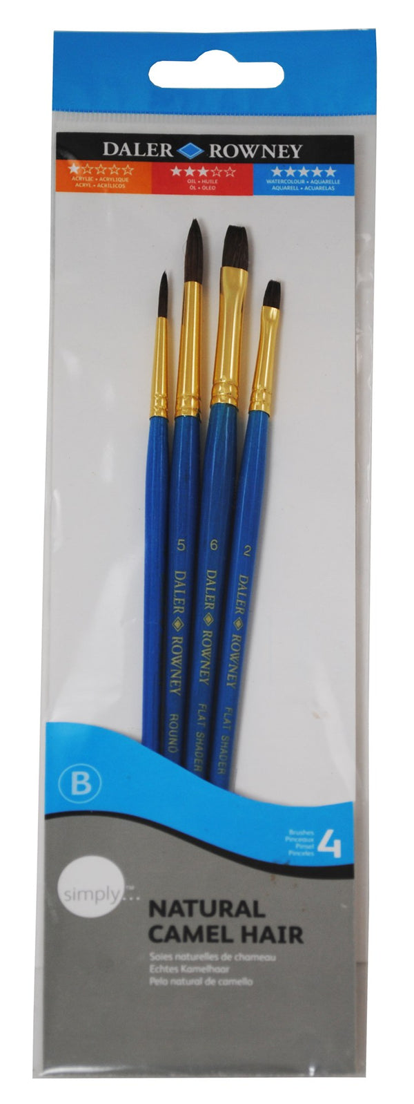 Daler Rowney Art Brush Simply Camel Hair Short 4 Piece