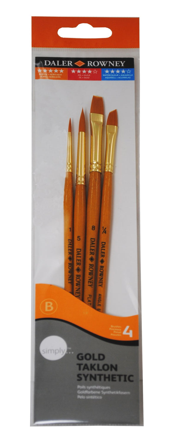 Daler Rowney Simply Gold Taklon Short Art Paint Brush Set 1