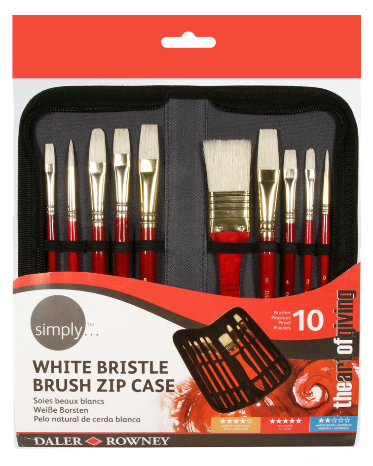 Daler Rowney Simply Oil Art Brush Zip Case - 10 Art Brushes