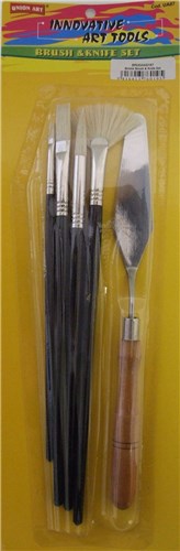 Bristle Art Brush & Knife Set Of 5