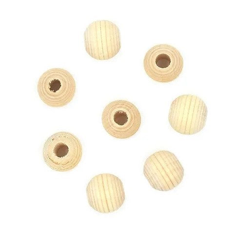 Arbee Wood Beads Macrame Round Contoured - Pack Of 8