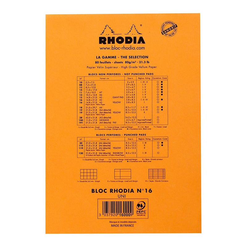 Rhodia Bloc Pad No. 16 A5 Blank