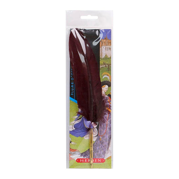 Herbin Goose Quill With Steel Nib Burgundy Blister Pack