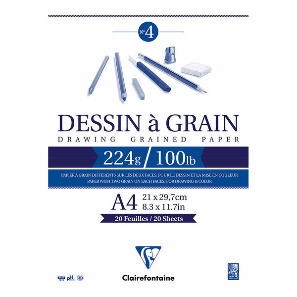 Clairefontaine Drawing Pad Grain 224gsm 20 Sheets#Size_A4