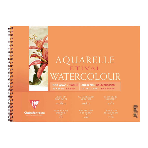 Clairefontaine Etival Cold Press Wirebound Pad 300gsm 12 sheets#Dimensions_18X24CM