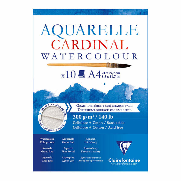 Clairefontaine Cardinal Cold Press Pad 300gsm 10 Sheets#Size_A4