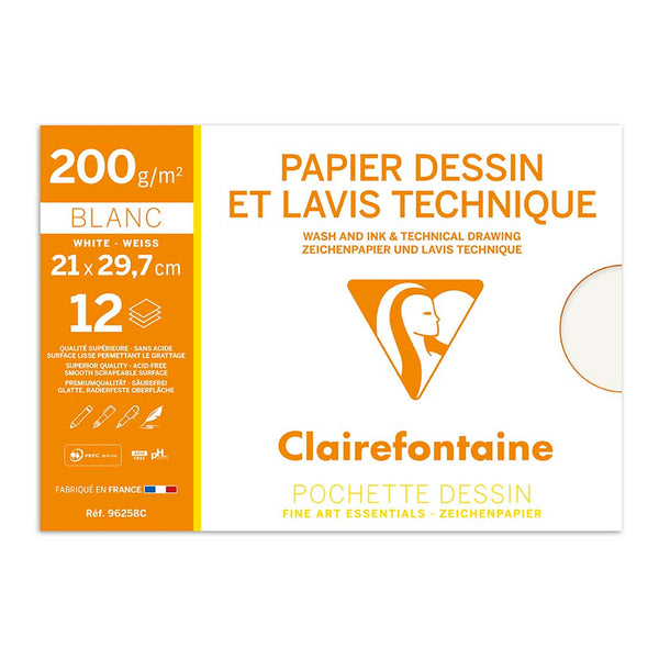Clairefontaine Lavis Dessin Technical Drawing Paper A4 Pack Of 12