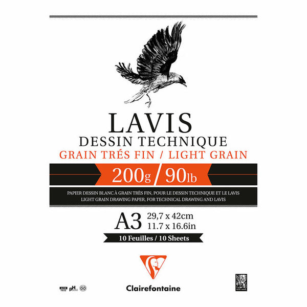 Clairefontaine Lavis Dessin Technical Drawing Pad 10 Sheets#Size_A3