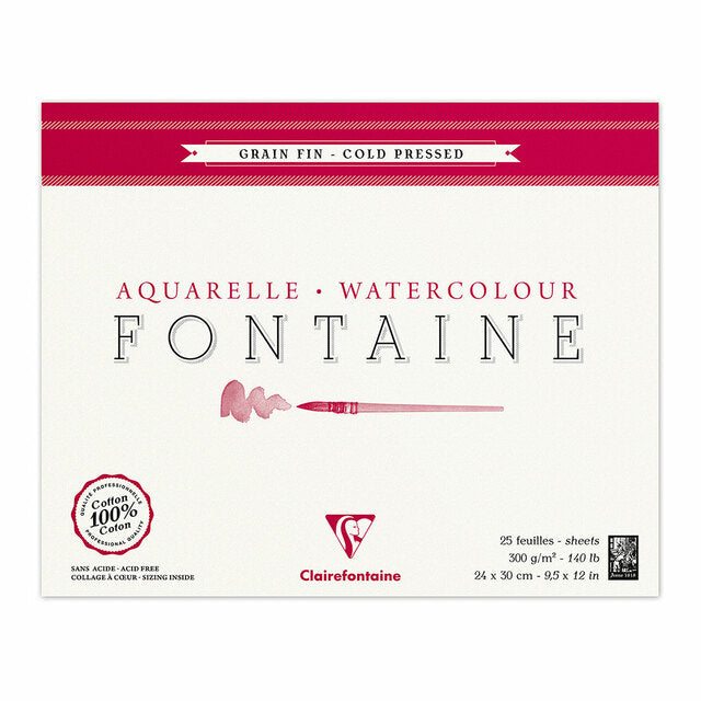 Clairefontaine Cold Press Pad 24x36cm 300gsm 25 Sheets