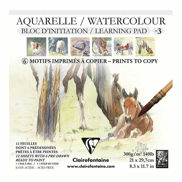 Clairefontaine Etival Pad Horses 21x21cm 300gsm 12 Sheets