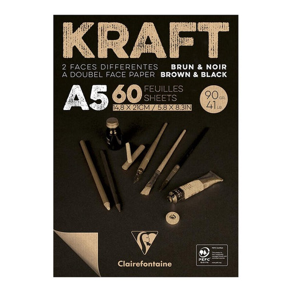 Clairefontaine Kraft Pad Brown Black 60 Sheets#Size_A5
