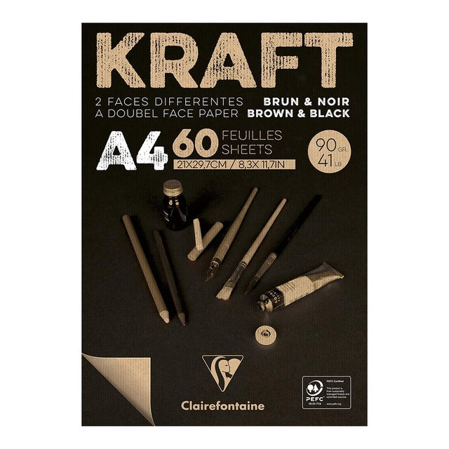 Clairefontaine Kraft Pad Brown Black 60 Sheets
