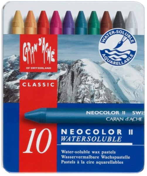  Caran d'Ache Classic Neocolor II AQUARELLE Water-Soluble  Pastels, 40 Colors