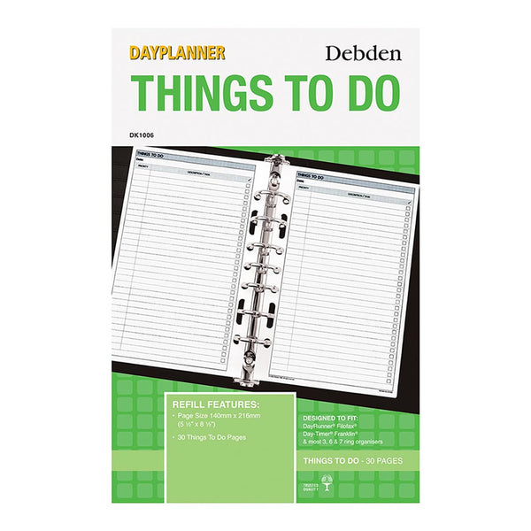 Debden Desk Dayplanner Refill Things To Do