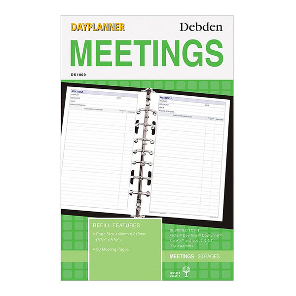 Debden Desk Dayplanner Refill Meetings