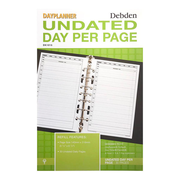 Debden Desk Dayplanner Refill Undated Day To A Page