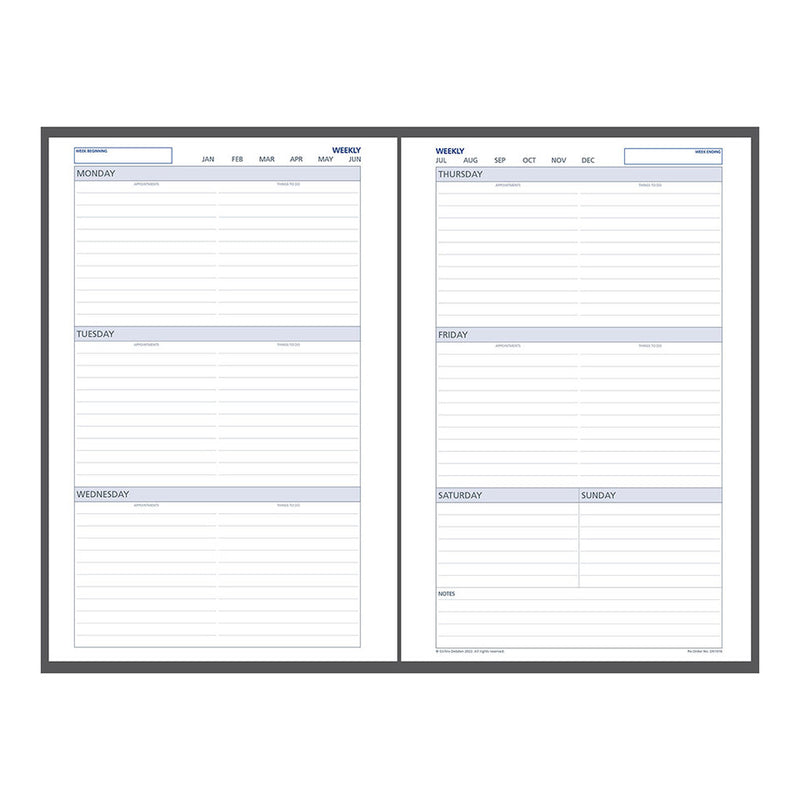 Debden Desk Dayplanner Refill Undated Week To View