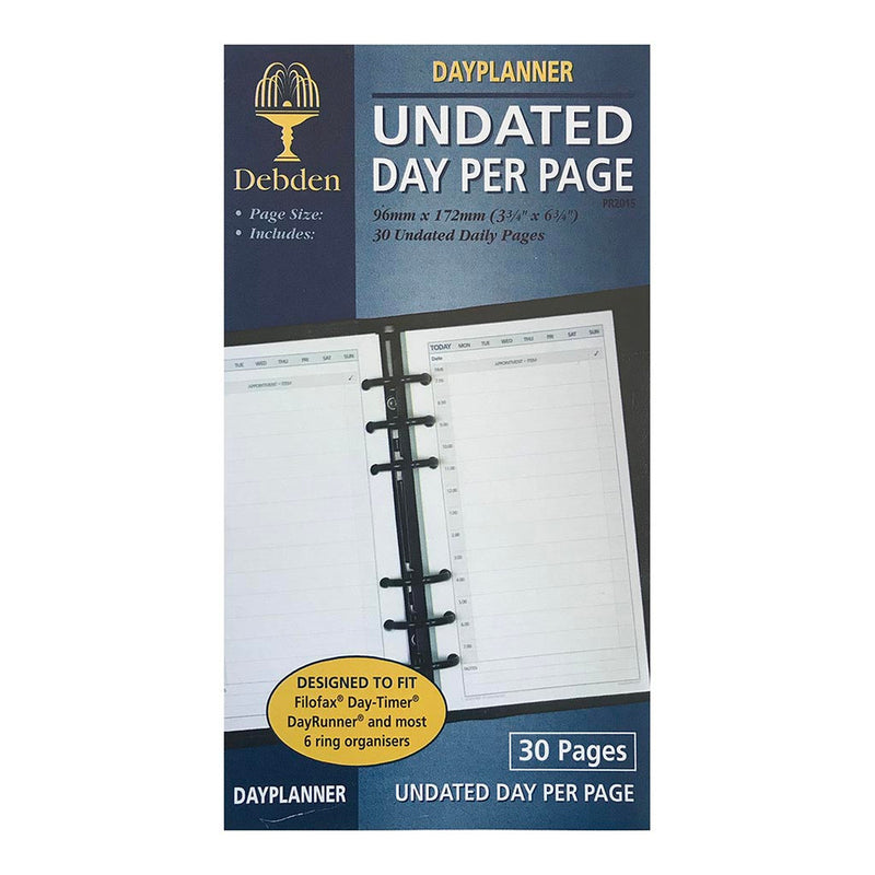 Debden Personal Dayplanner Refill Undated Day To A Page