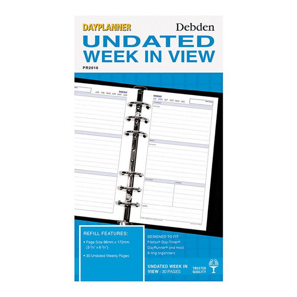 Debden Personal Dayplanner Refill Undated Week To View