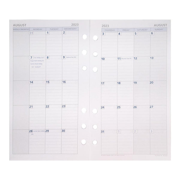 Debden Personal Dayplanner Refill 2023 Month To View
