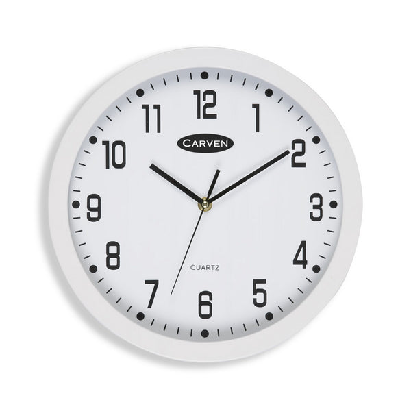 carven clock 300mm white frame