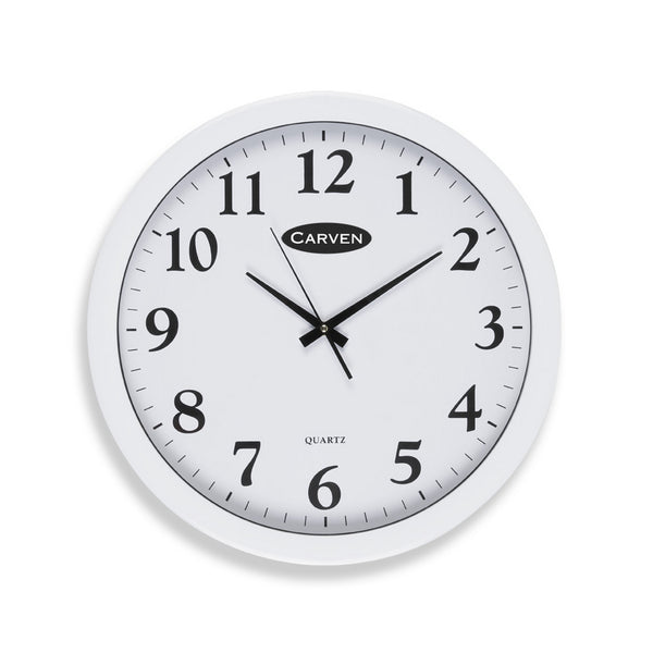 carven clock 450mm white frame