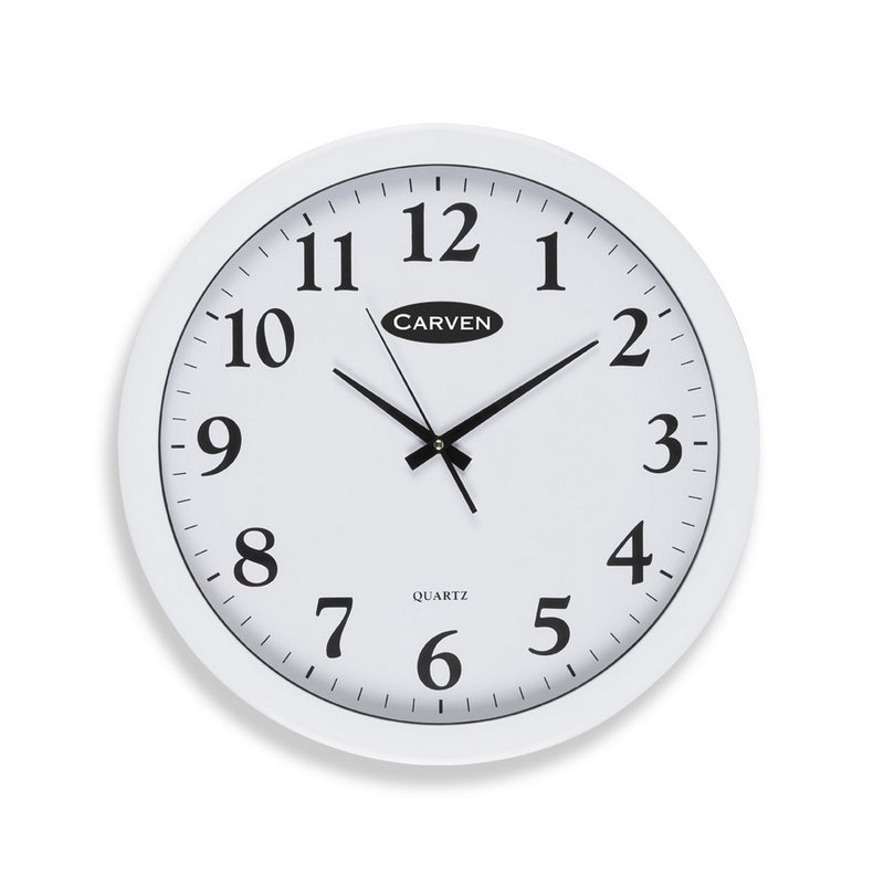 carven clock 450mm white frame