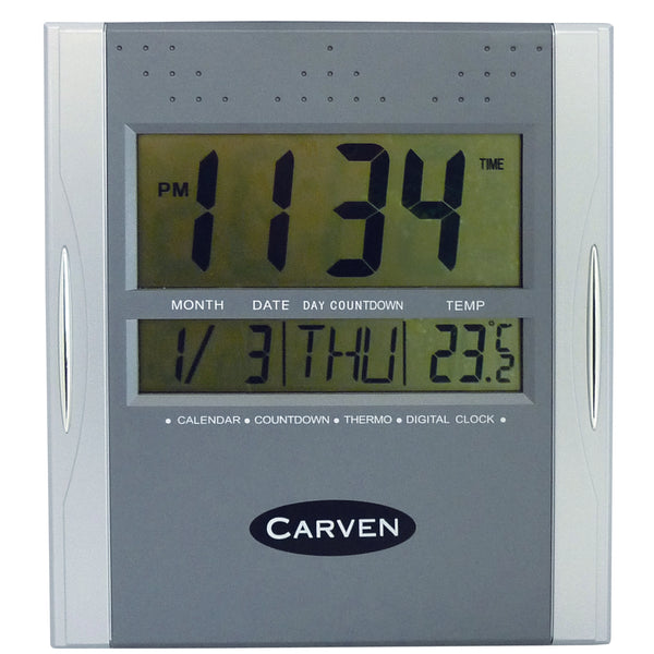carven digital clock silver