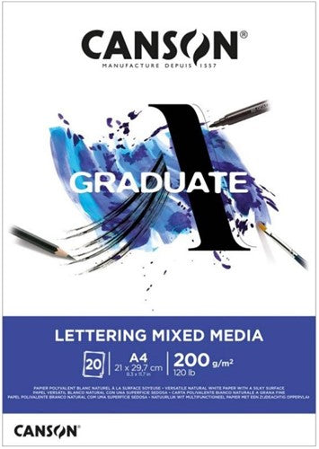 Canson Graduate Lettering Mix Pad 200gsm 20 Sheets#Size_A4