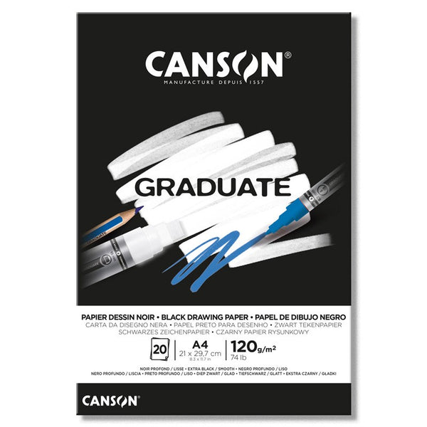 Canson Graduate Black Pad A4 120gsm 20 Sheets
