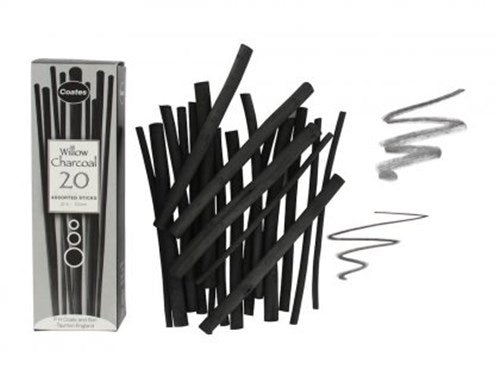 Willow Charcoal Long Lengths (4-10mm) (20 Sticks)