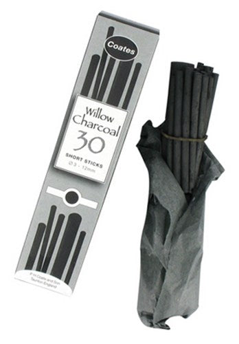 Coates Willow Short Thick Charcoal Sticks Pack Of 12 Sticks
