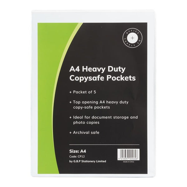 OSC Copysafe Pockets Heavy Duty A4 Unpunched - Pack of 5