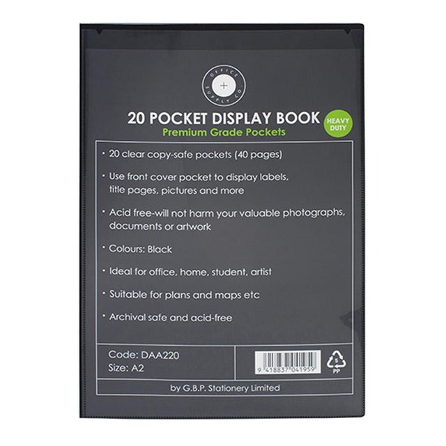 OSC Insert Display Book 20 Pocket Black